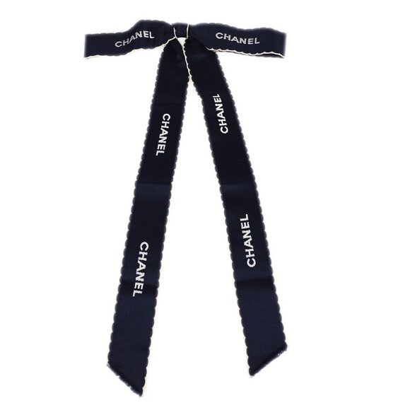 Chanel Bow Brooch Pin Dark Navy - Picture 1 of 4